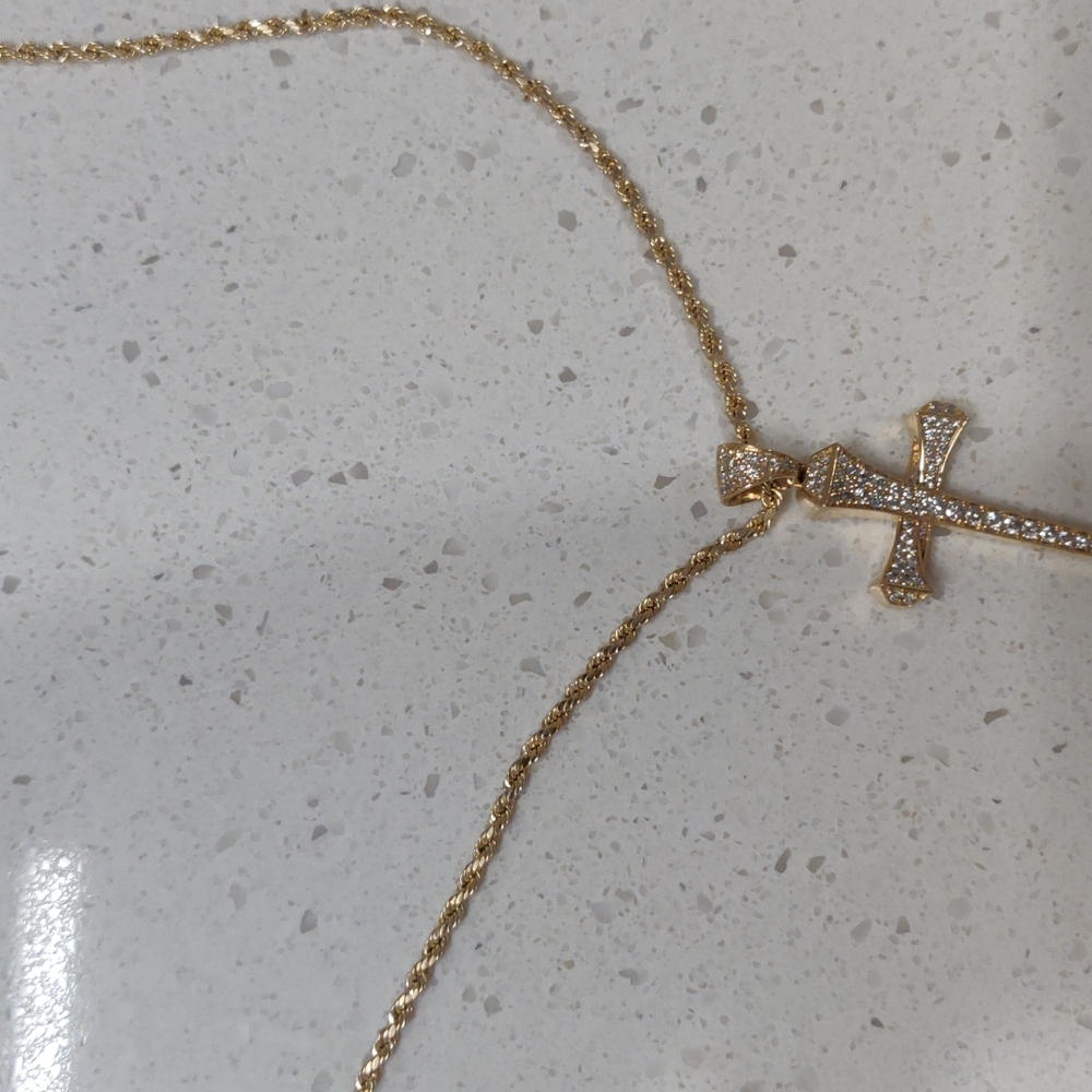 10kChain 14kCross Real Diamond Cross